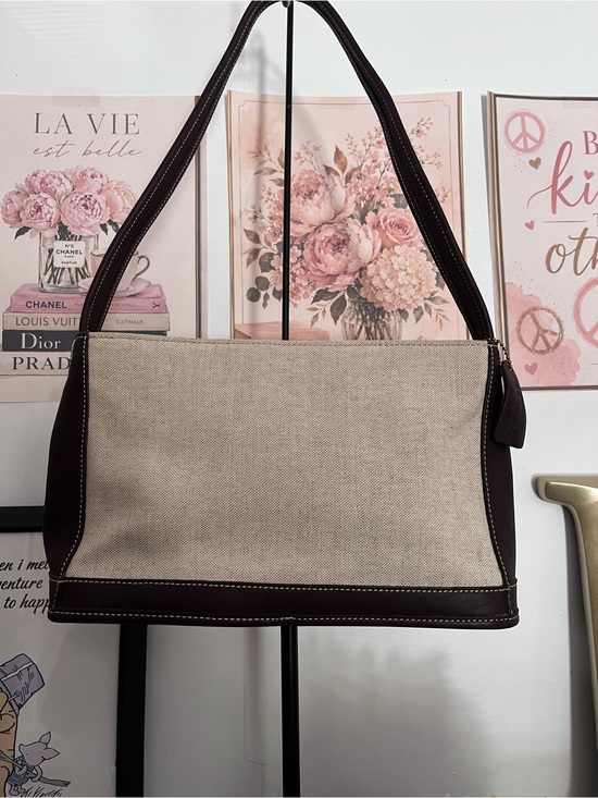 Coach Handbags - Coach Bleecker 1999 Zip 6124 italian Cotton & linen Leather Shoulder Bag